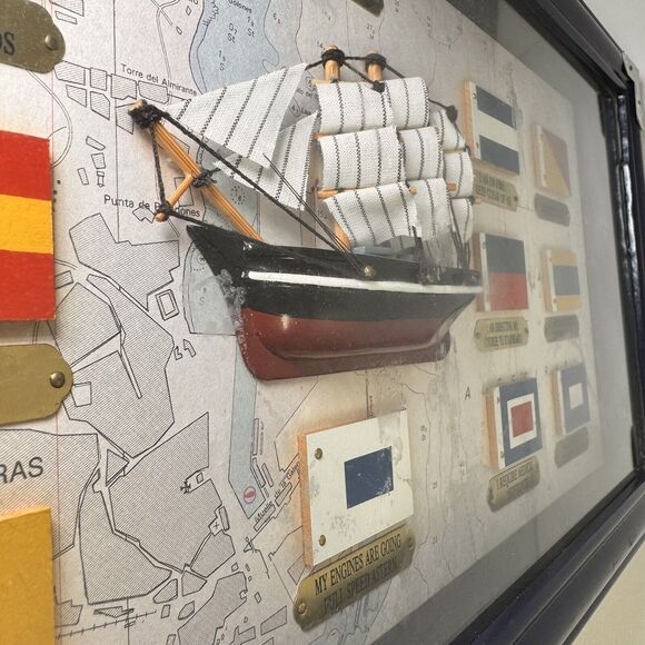 Nautical Wall Art - 1869 Cutty Sark Clipper Ship & Flag Display -19.5 " x 10" - Picture 9 of 11